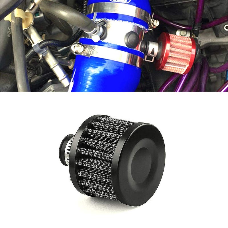 RASNONE 12mm Air Filter Cold Air Intake Filter Breather Turbo Vent Air Intake Filter Cleaner Black Universal for car and Motorcycle - Image 3